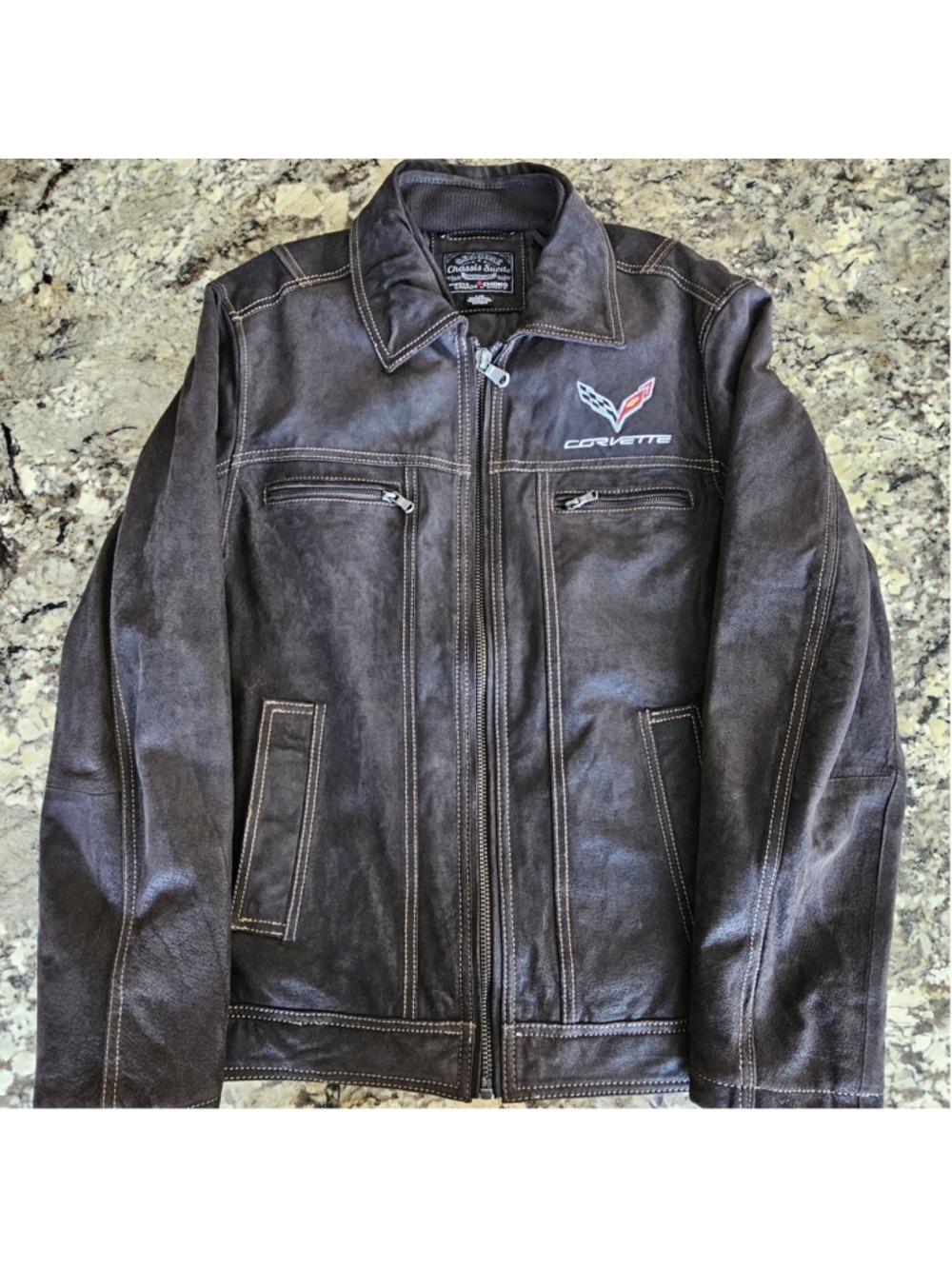 Corvette Genuine Suede Leather Jacket Men’s Large Choko Motorsports Chevrolet